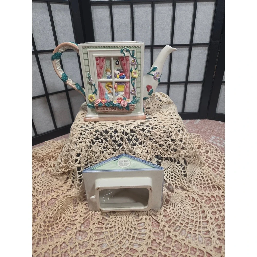 Vintage Fitz and Floyd Gooseberry Ceramic Cottagecore Novelty 44oz Tea Pot